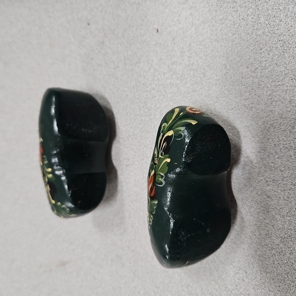 Mini Small Hand Painted Dutch Wooden Shoes Clogs Flowers Blue Green Gold 2.75" ( - Picture 4 of 6